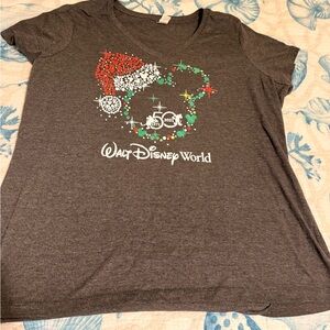 Walt Disney World 50th Anniversary Womens XXL Christmas Mickey T-Shirt
